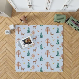 Hand Painted Reindeer Pattern Rug