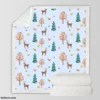 Hand Painted Reindeer Pattern Sherpa Fleece Blanket