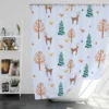 Hand Painted Reindeer Pattern Shower Curtain