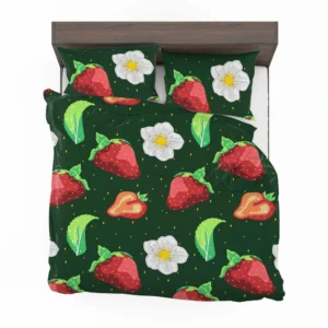 Hand Painted Strawberry Flowers Bedding Set 2