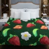 Hand Painted Strawberry Flowers Duvet Cover