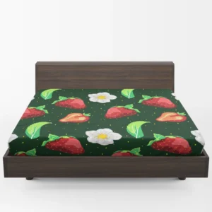 Hand Painted Strawberry Flowers Fitted Sheet 1