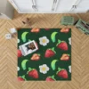 Hand Painted Strawberry Flowers Rug