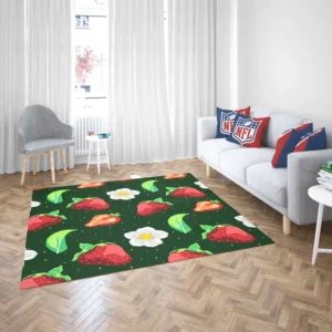 Hand Painted Strawberry Flowers Rug 2