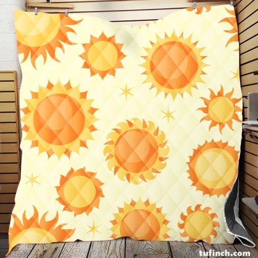 Hand Painted Sun Pattern Quilt Blanket