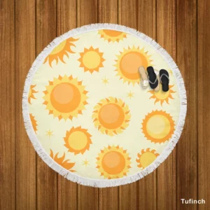 Hand Painted Sun Pattern Round Beach Towel