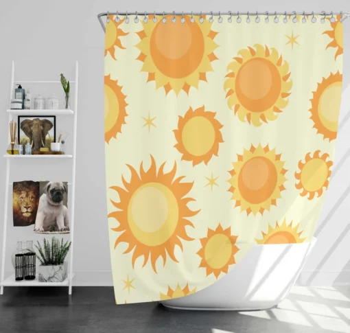 Hand Painted Sun Pattern Shower Curtain