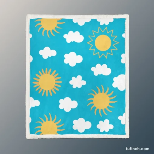 Happy Sunny Day Sun Raised Sherpa Fleece Blanket 1