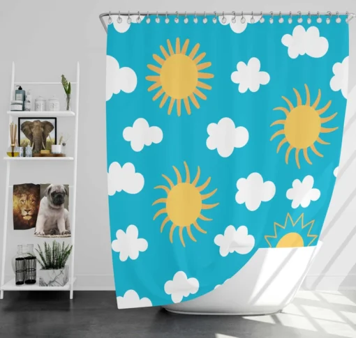 Happy Sunny Day Sun Raised Shower Curtain