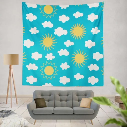 Happy Sunny Day Sun Raised Wall Tapestry