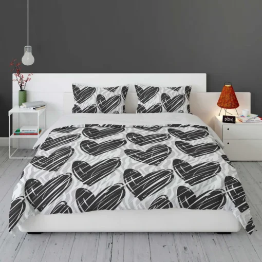 Hatch Black Heart Pattern Bedding Set 1