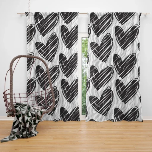 Hatch Black Heart Pattern Curtain