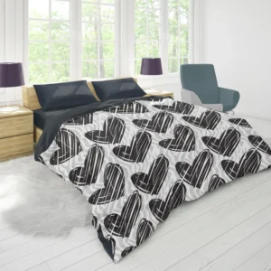 Hatch Black Heart Pattern Duvet Cover 1