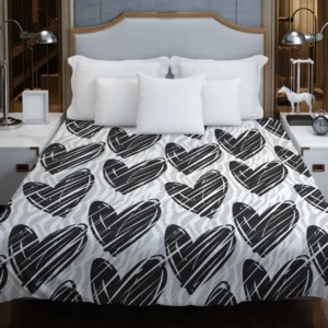 Hatch Black Heart Pattern Duvet Cover