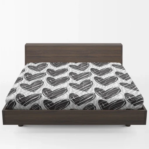 Hatch Black Heart Pattern Fitted Sheet 1