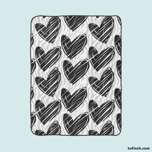 Hatch Black Heart Pattern Fleece Blanket 1