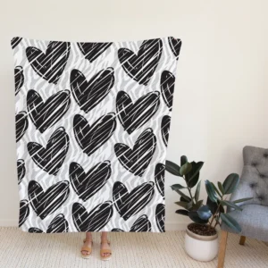 Hatch Black Heart Pattern Fleece Blanket