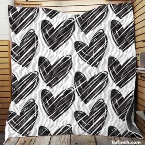 Hatch Black Heart Pattern Quilt Blanket