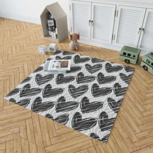 Hatch Black Heart Pattern Rug 1