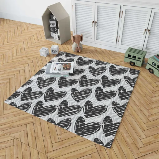 Hatch Black Heart Pattern Rug 1