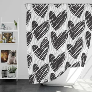 Hatch Black Heart Pattern Shower Curtain