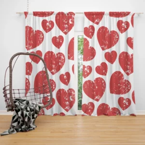 Hatch Red Heart Design Curtain