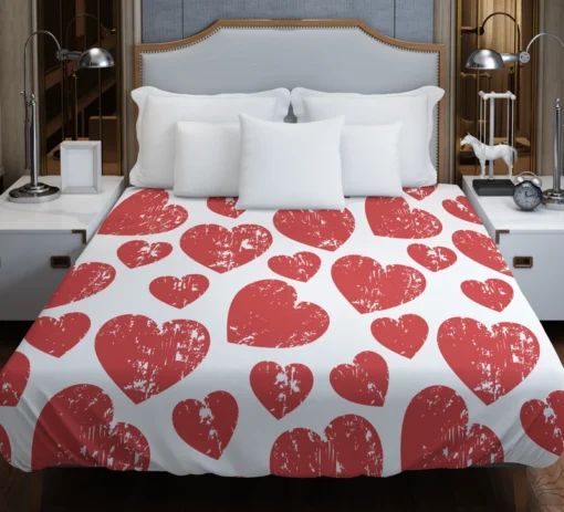 Hatch Red Heart Design Duvet Cover