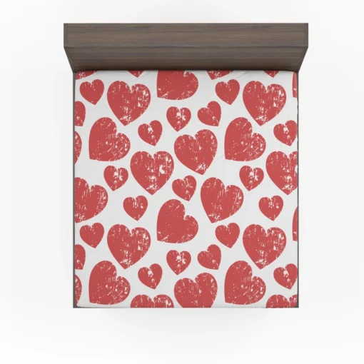 Hatch Red Heart Design Fitted Sheet