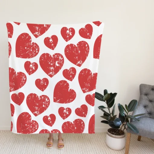 Hatch Red Heart Design Fleece Blanket