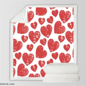 Hatch Red Heart Design Sherpa Fleece Blanket