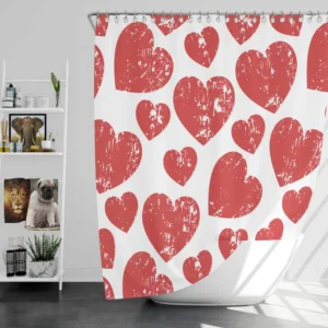 Hatch Red Heart Design Shower Curtain