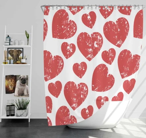 Hatch Red Heart Design Shower Curtain