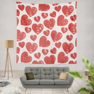 Hatch Red Heart Design Wall Tapestry