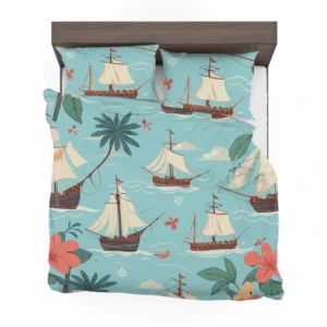 Hawaii Theme Old Tail Ship Bedding Set 2