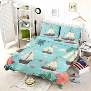 Hawaii Theme Old Tail Ship Bedding Set