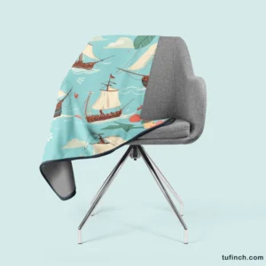 Hawaii Theme Old Tail Ship Fleece Blanket 2