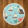 Hawaii Theme Old Tail Ship Round Beach Towel