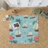 Hawaii Theme Old Tail Ship Rug