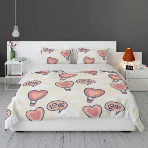 Heart Hot Air Balloon Love Pattern Bedding Set 1