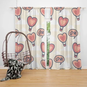 Heart Hot Air Balloon Love Pattern Curtain