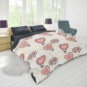 Heart Hot Air Balloon Love Pattern Duvet Cover 1