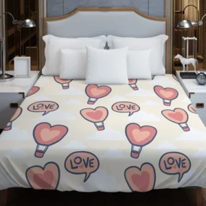 Heart Hot Air Balloon Love Pattern Duvet Cover