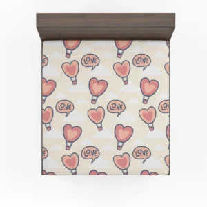 Heart Hot Air Balloon Love Pattern Fitted Sheet