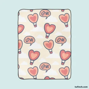 Heart Hot Air Balloon Love Pattern Fleece Blanket 1