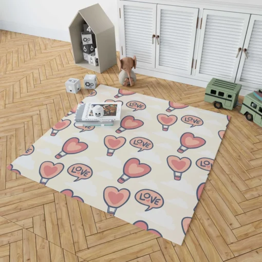 Heart Hot Air Balloon Love Pattern Rug 1