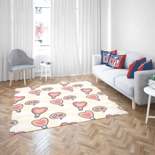 Heart Hot Air Balloon Love Pattern Rug 2