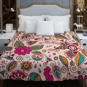 Henna Mehndi Floral Design Duvet Cover