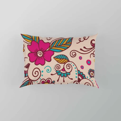 Henna Mehndi Floral Design Pillow Case