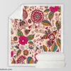 Henna Mehndi Floral Design Sherpa Fleece Blanket