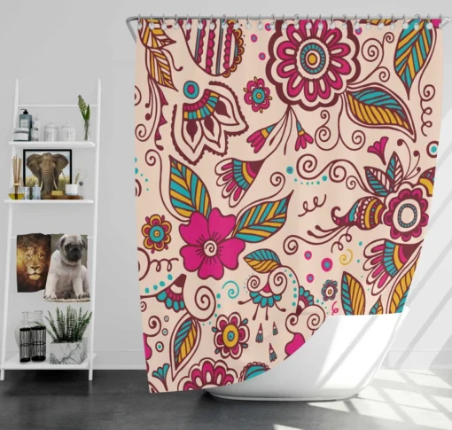 Henna Mehndi Floral Design Shower Curtain